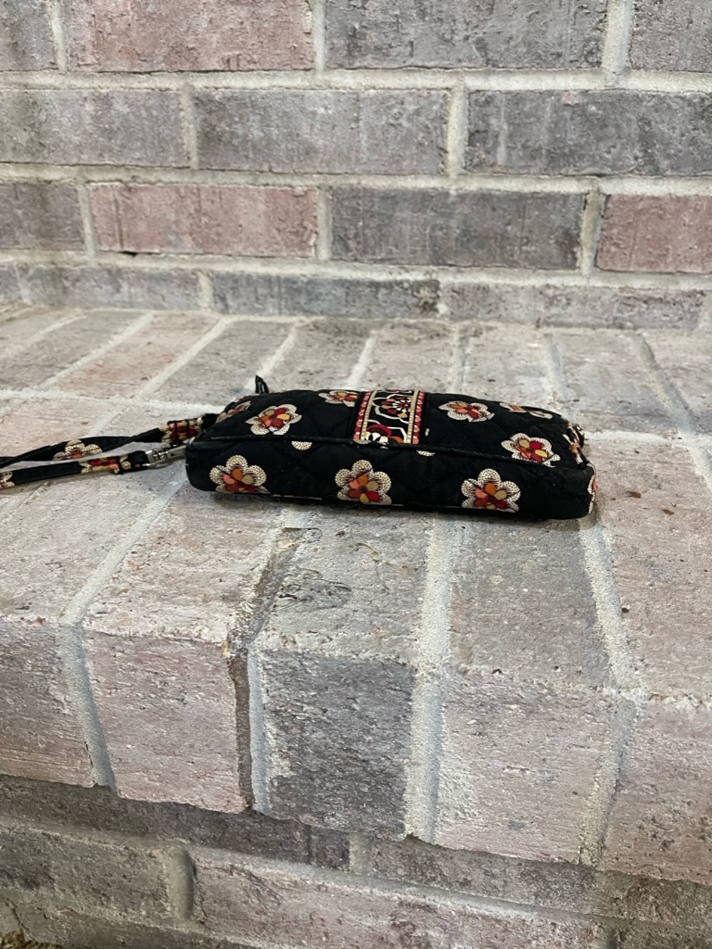 Vera Bradley Black Quilted Floral Wristlet with Red and Cream Accents - Picture 4 of 8